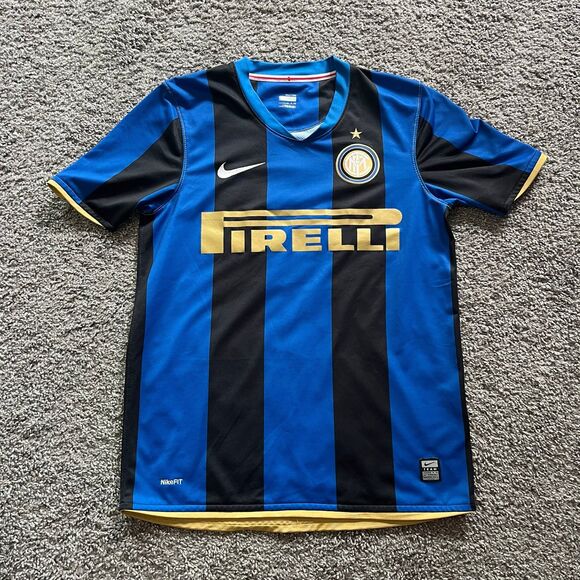 Nike 2008-09 Inter Milan Soccer Jersey Home Mens Size Small #4 Blue Black Soccer - Picture 1 of 9